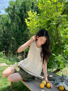 Hello Canal Rainbow Vertical Striped Strap Vest Women Summer New Leaf Collar Shirt Design Sensation Top Cotton Casual Wear