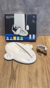 For PS5 Slim Stand Cooling Station With RGB LED Lighting And PS5 Slim Controller Quick Charger For PS5 Slim Disc