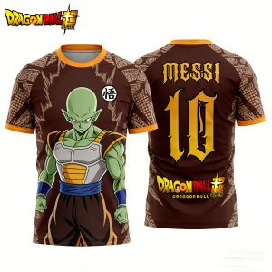 Bandai | Dragon Ball "kamikaze Jerseys Lionel Messi 10 Football Shirts Autumn Quick-drying Mens T-shirts Childrens Clothing T-shirts