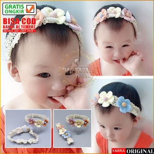 Bandana Bayi Korea Anak Perempuan Motif 3 Bunga Lucu Fashion Aksesoris Bando Balita Lucu AK235 YARRA