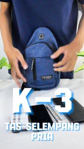 Tas Selempang Bahu Pria Wanita Slot Lubang Earphone Trendy Kekinian -K-3