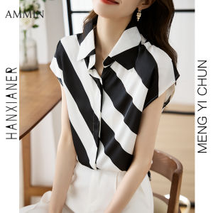 เสื้อเบลาส์กระดุมแถวเดียวแขนสั้นสำหรับ2023เสื้อแฟชั่นมีปกแบบเรียบง่ายสำหรับเสื้อชีฟองหญิงฤดูร้อน