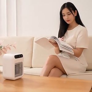 Mini Air Cooler Desk Spray Mist Fan Portable Air Conditioner Fan Rechargeable Electric Fan 2-Speed Mist Cooling Purifier Desktop Humidifier