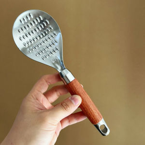 Large 316 Stainless Steel Rice Spoon Long Handle Non-Stick Cooking Utensil for Home And Commercial Use Wood Handle Kitchen Tool