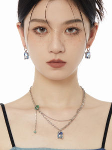 Detachable Blue Gradient Amethyst Earrings Chinese Style  out Original Design Thorns Wrapped Fashion Jewelry for Women