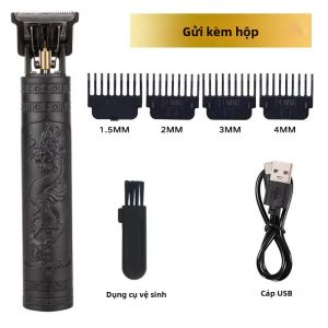 Máy Cắt Tóc Điện T9 Máy Cạo Râu Máy Cắt Tóc Thân Máy Cho Nam Máy Cắt Tóc Khắc Hình Rồng Có Pin Sạc USB