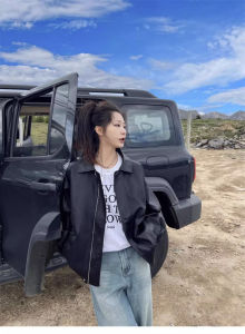 Áo Khoác Da Ngắn Kiểu Mỹ Cho Nữ Thu Đông 2023 Áo Khoác Da Ngắn Cổ Đứng Màu Trơn Thường Ngày Có Túi Áo Khoác Ngoài