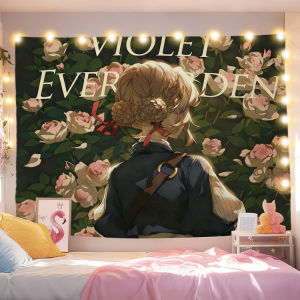 VIKAMA Violet Evergarden Rose Garden Back Wall Tapestry Anime Girl Floral Romantic Home Decor Trendy Art Soft Durable Cozy Gift