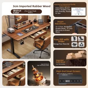 QIANTONG | Electric Lifting Desk Intelligent Solid Wood with Drawer