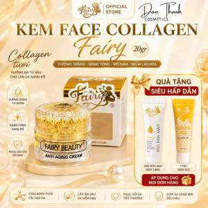 KEM FACE COLLAGEN FAIRY 20G Hỗ trợ dưỡng sáng mờ thâm nám căng bóng ngừa lão hoá (tặng 1 Sữa Rửa Mặt mini + 1 TTBC mini)
