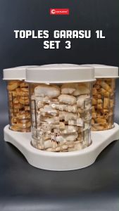 Toples Garasu 1L Set3 - Toples kue kering lebaran plastik - toples kacang kacangan lebaran