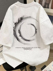 เสื้อยืดคอกลมแขนสั้นผ้าฝ้ายแท้สไตล์ฮิปฮอปสำหรับฤดูร้อน สำหรับผู้ชายและผู้หญิง ทรงหลวม ลายพิมพ์ แฟชั่นสำหรับคู่รัก