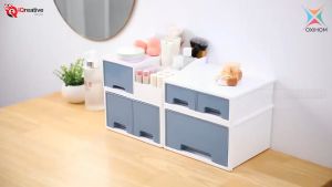Oxihom Laci Lemari Plastik Susun Tempat Kotak Penyimpanan Kosmetik Drawer Storage Organizer Stackable