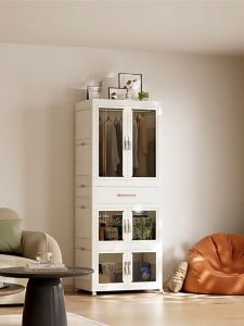 ตู้เสื้อผ้า ตู้เสื้อผ้าพลาสติก ตู้เสื้อผ้าพับได้ ตู้เก็บของอเนกประสงค์ ประกอบง่ายมีล้อ ตู้เก็บของพลาสติก - Lazada