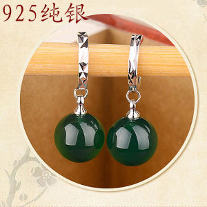 ต่างหูอาเกตสีเขียวแบบใหม่แฟชั่นมีออร่าเงินแท้925ต่างหูห่วงทรงกลมสีแดงแนววินเทจสำหรับคุณแม่และผู้หญิง