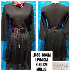 DRESS LENGAN PANJANG HITAM(ATHE) 274