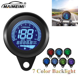 12V Universal Digital Motorcycle Speedometer Odometer Tachometer 7Colors LED Indicator Adjustable fuel meter for Scooter ATV