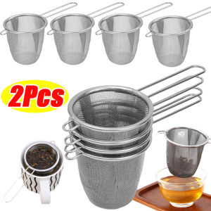 2Pcs Stainless Steel Mesh Strainers Tea Infuser with Handle Cup Filter Tea Leaf Filter Sieve Tea Ceremony Filter Tool