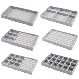 New Jewelry Organizer Velvet Jewelry Storage Tray Display Ring Bracelet Necklace Storage Box Showcase Drawer Organizer Trays