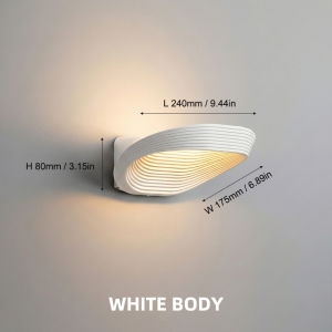 12W Modern LED Black White Wall Light Aluminum Oval Shell Sconce Up Down Warm White Lighting for Bedroom Living Room Hallway