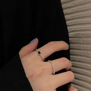 Lovelylife🔥 2 pcs Potong Cincin Zirkon Hitam Wanita High-end Fashion Personality Index Finger Rings