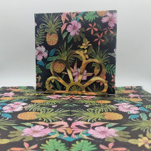 20pcs Tropical Pineapple Napkins Black Background with Colorful Flowers 33x33cm Disposable Party Tableware for Hawaiian Luau