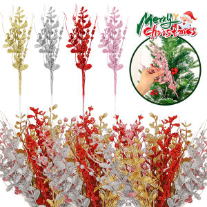 1/5 cái quả mọng giả chi nhánh với lá long lanh Berry bó hoa Tự làm đồ trang trí Vòng Hoa Cây giáng sinh bên trang trí nội thất hoa giả