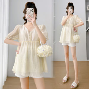 Fashion Maternity Set Loose Top & Belly Support Shorts