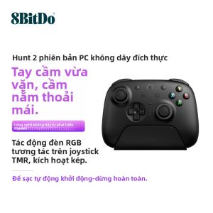 8BitDo | Bàn Điều Khiển Trò Chơi Không Dây Thật Sự với rung và nút Turbo cho PC Hỗ trợ Steam và Android Bao gồm Đế Sạc