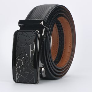 1pc Fashionable Cowhide Black Belt Automatic Buckle For Men Daily Life Leisure Time Party Festival Work Business Formal