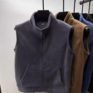2024 New Arrival American Heavy Weight Velvet Stand Collar Polar Fleece Waistcoat Men Fall and Winter Cardigan Work Wear Vest