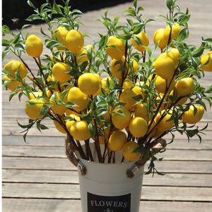 Artificial Lemon Bunch Imitation Plants Home Decor Fruit Props 50cm Wedding Party Realistic Vine