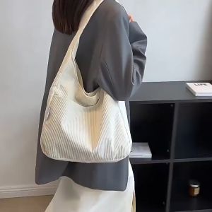 Corduroy Shoulder Bag Women Casual Tote Bag