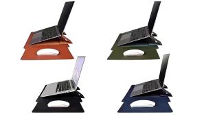 เคส Macbook Air Pro 13 14 15.6 16 นิ้ว Dell HP X360 ASUS PU Leather Sleeve พร้อมกระเป๋าขาตั้ง Case Cover