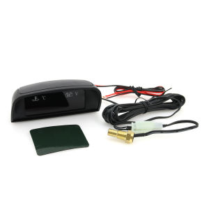 12 V/24 V 2in1 รถ LCD อุณหภูมิน้ําเครื่องวัดอุณหภูมิเครื่องวัดโวลต์มิเตอร์อุณหภูมิและแรงดันไฟฟ้า + NPT1/8 เซ็นเซอร์อะแดปเตอร์ 26 ~ 40 มม.