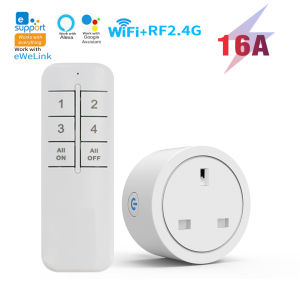 WiFi Smart Socket UK Plug Wireless Remote Control Socket EWeLink App Control Timer & Countdown Works with Alexa Google Home