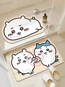 Quick Dry Bathroom Mat Chiikawa Water Absorbent Diatom Mud Slip Resistant Floor Rug for Bathroom Home Use Cartoon Print Design