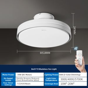 Bull | Bull Leafless Fan Light 2025 New Style Bedroom Integrated Invisible Ceiling Fan Light Modern Luxury Home Decor Lighting