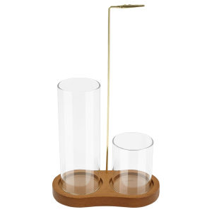 2in1 Wood Incense Holder Anti-Ash Flying Incense Burner with Removable Glass Ash Catcher Incense Sticks Organizer for Home Decor