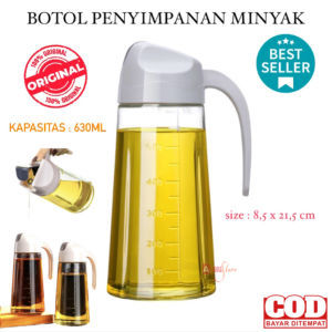 (BISA COD) PROMO BOTOL MINYAK KACA 630ML & DISPENSER MINYAK ANTI TUMPAH