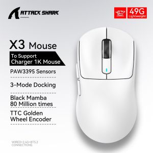 ATTACK SHARK | Attack Shark X3 mouse  49g Lightweight Mouse Pixart 3395 Gaming Mouse Wireless  2.4G Bluetooth Gaming Esport Mouse Laptop