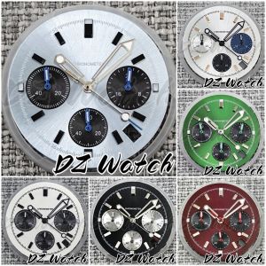 DZ 30mm Sky Blue/Red Burgundy/Black/White/Green Quartz VK63 Panda Dial With Hollow Skeleton 6-pin Hand Lume Fit VK63 Movemen