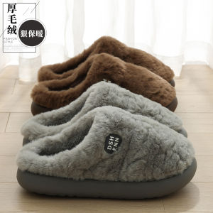 Dép Bông Chống Mùi Mùa Đông 2025 Mới Cho Nam Trong Nhà Đế Dày Chống Trượt Ấm Áp Lông Cừu Đế EVA Dép Bốt Mùa Đông