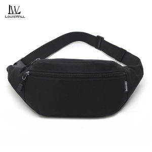 LouisWill Men’s Waist Bag Chest Bag Crossbody Bag Multi-Functional Fitness Bag Three Layer Pocket Design Small Waist Pouch Waterproof Wear-Resistant Waist Bag with Adjustable Strap for Workout Running