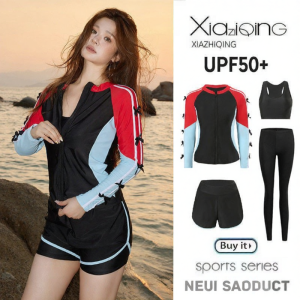 XIAZHIQING | Long Sleeve Sun Protection Large Size Surf Diving Suit Womens Swimwear