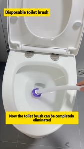 【Ready stock】6pcs Brush Head Disposable Toilet Brush With Cleaning Solution Bathroom Brush Wall Mounted Replaceable Sponge