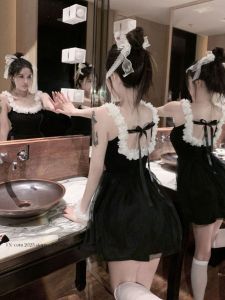 French Style Black Strapless Dress Women Summer 2025 New plus Size Waist Cinched Sleeveless Birthday Dress Mini Dress