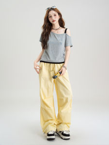 Áo Thun In Chữ Asymmetric Tạo Ảnh Giả Một Mảnh Spicy Chic