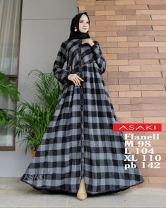 gamis kotak linen terbaru dan flanel busui friendly adem dan nyaman