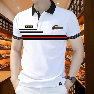 Crocodile Polo Shirts for Men Fashion Summer Polo for Men Formal Sweat Absorption Anti-Wrinkle Short Sleeve Polo for Men